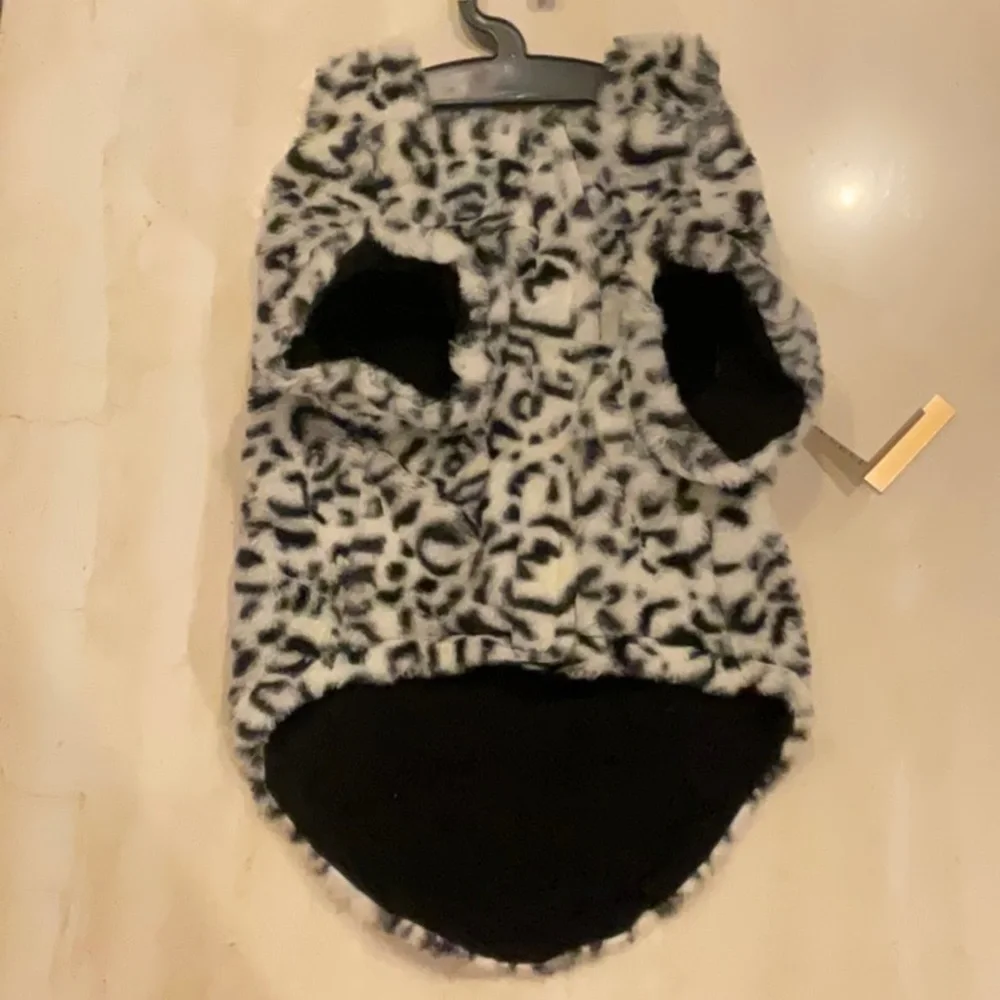 Dog Coat Leopard Faux Fur Winter Jacket For Dogs Size Medium Cheetah Fashionista
